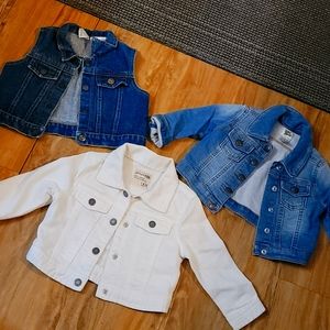 3 toddler girls vest/Jean jackets sizes 12-18month